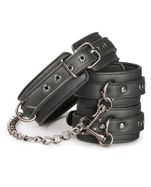 Faux Leather Collar w/Handcuffs