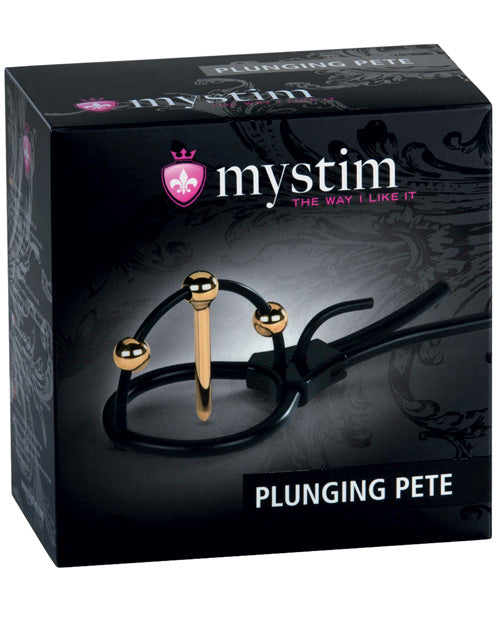 Plunging Pete w/Corona Strap &amp; Urethral Sound - Black/Gold