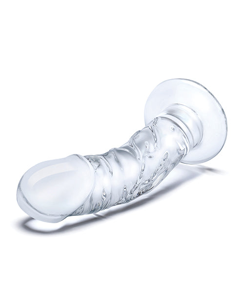 7&quot; Realistic Curved Glass Dildo w/Veins