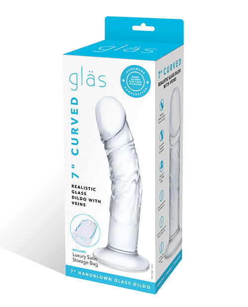 7&quot; Realistic Curved Glass Dildo w/Veins