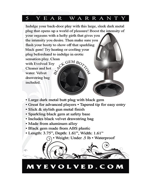 Black Gem Anal Plug - Large