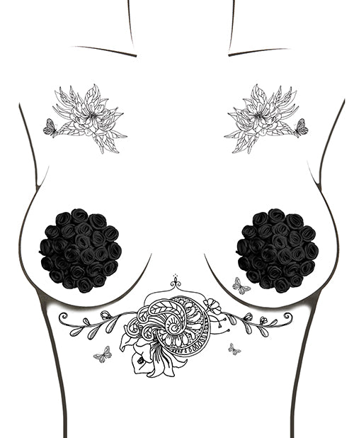 Burlesque Nightfall Roses Reusable Silicone Pasties