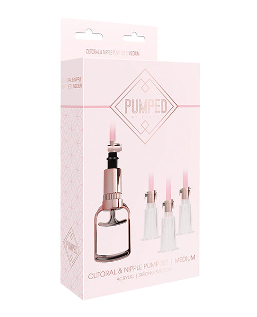 Shots Pumped Clitoral &amp; Nipple Pump Set - Medium Rose Gold