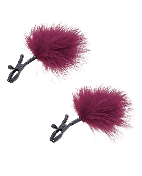 Enchanted Feather Nipple Clamps - Burgundy