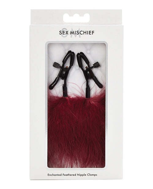 Enchanted Feather Nipple Clamps - Burgundy