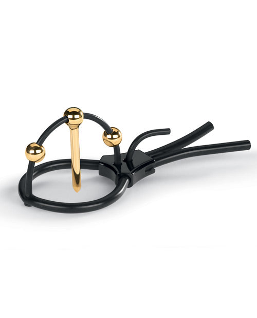 Plunging Pete w/Corona Strap &amp; Urethral Sound - Black/Gold