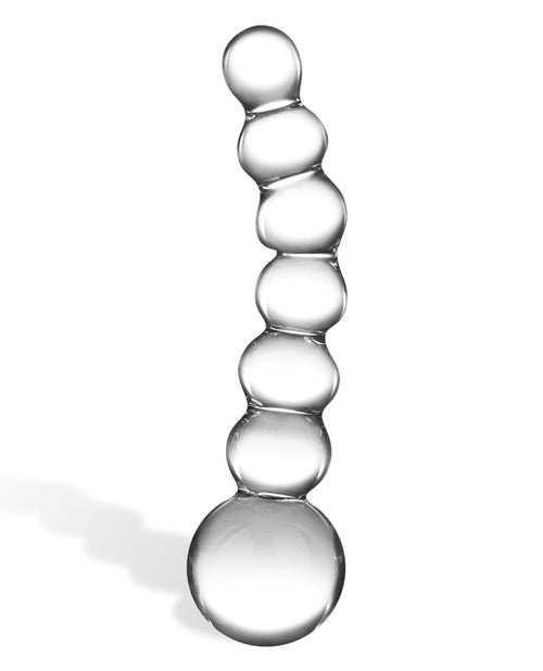 5&quot; Curved Glass Beaded Dildo