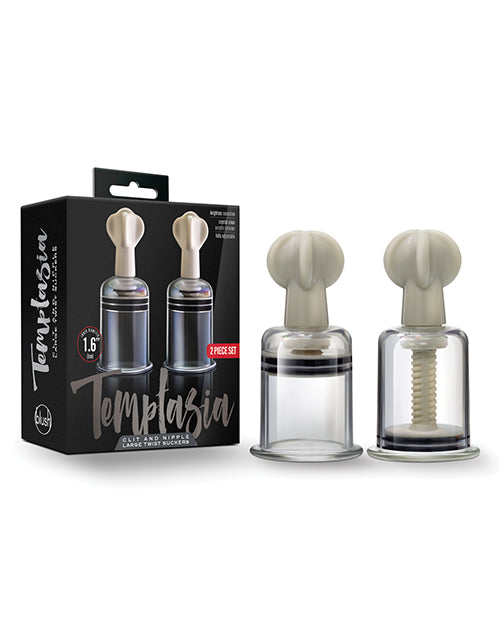 Temptasia Clit &amp; Nipple Large Twist Suckers - Clear Set of 2