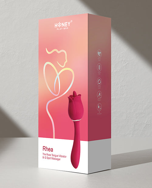 Rhea Clit Licking Tongue Rose Vibrator &amp; G Spot Massager - Red