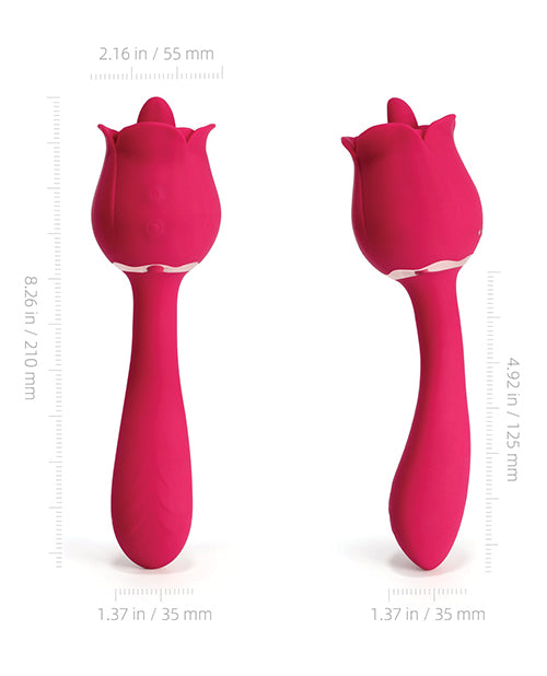 Rhea Clit Licking Tongue Rose Vibrator &amp; G Spot Massager - Red