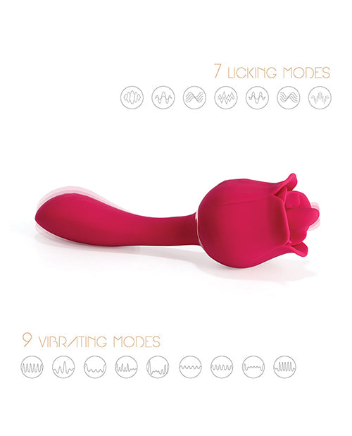 Rhea Clit Licking Tongue Rose Vibrator &amp; G Spot Massager - Red