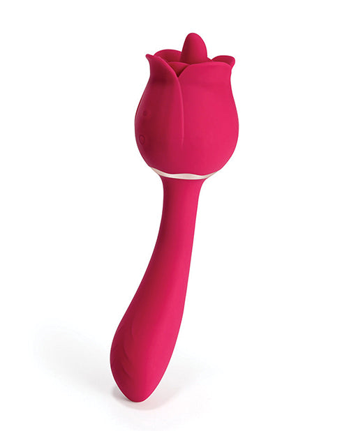 Rhea Clit Licking Tongue Rose Vibrator &amp; G Spot Massager - Red