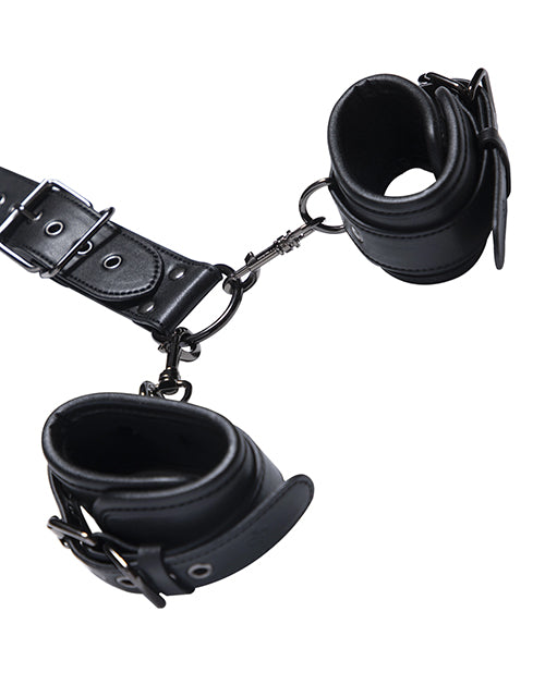 Locking Harness Collar to Wrist Restraints - Black